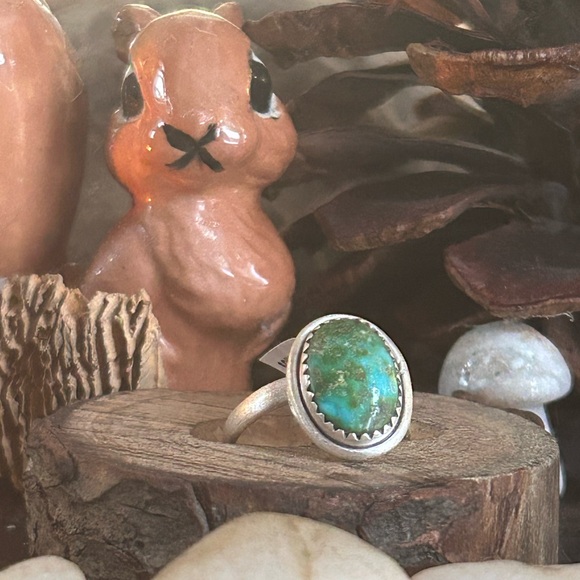 925 Sterling Stunning Sonoran turquoise adj  6-9 ring - Picture 2 of 3